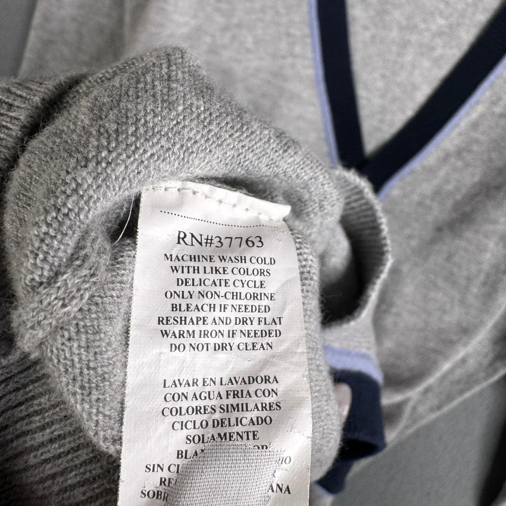Perry Ellis Mens Gray‎ Varsity Tennis V-Neck Button Front Cardigan Sweater L
